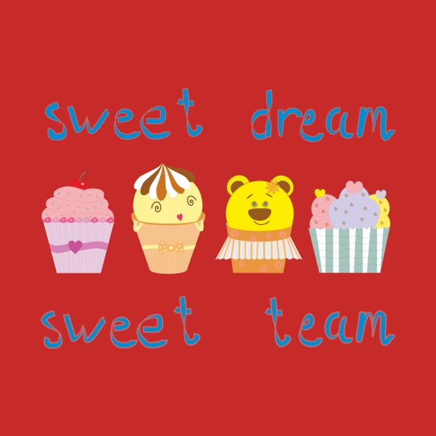 Four funny cakes: sweet dream, sweet team by Evgeniya