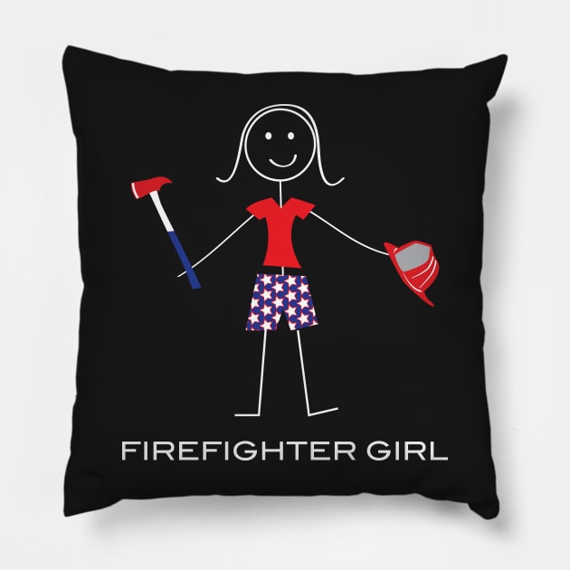 Funny Womens Firefighter Girl illustration Pillow by whyitsme