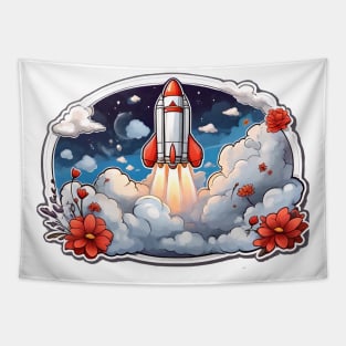 Cloudbound Rocketry: A Coloring Extravaganza (144) Tapestry