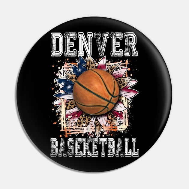 American Flag Personalized Denver Proud Name Basketball Pin by Irwin Bradtke