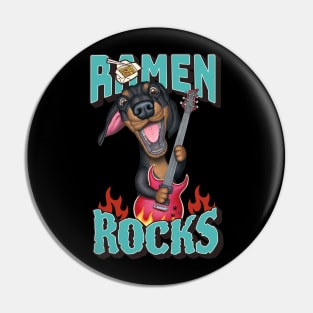 Doxie Dachshund Dog loves Ramen Noodles Ramen Rocks tee Pin