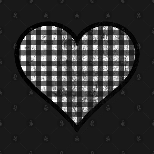 Distressed Black and White Gingham Heart by bumblefuzzies