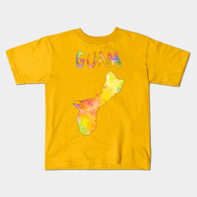 Kids Watercolor Guam Map T-Shirt