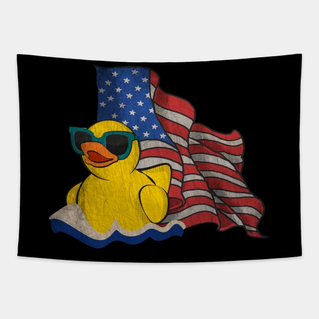 Vintage American Flag Giant Rubber Duck Tapestry by All-About-Words