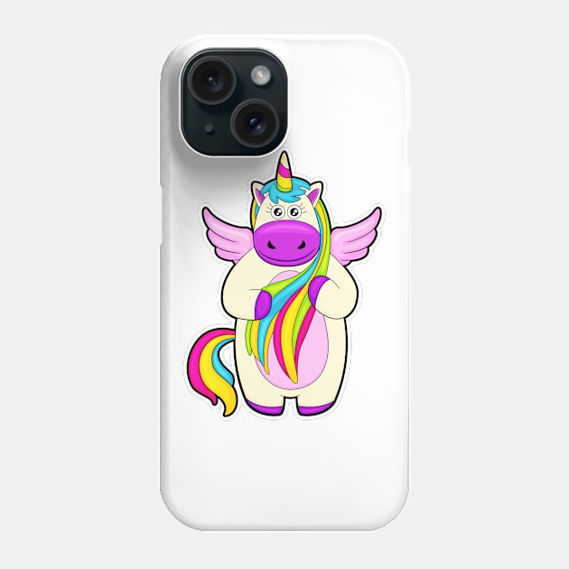 Unicorn with colourful Hairs Phone Case by Markus Schnabel