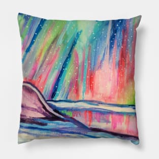 Magical Northern Lights Winter Sky Pillow