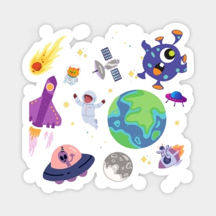 Minimal Illustration Outer Space Design, fun art designs Magnet