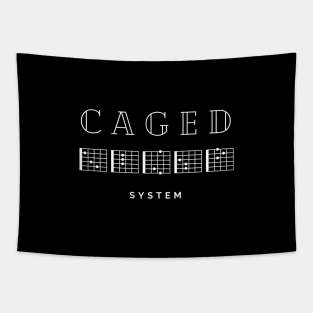 Caged System Guitar Chords Dark Theme Tapestry