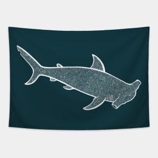 Hammerhead Shark Ink Art Design - marine animal - dark colors Tapestry
