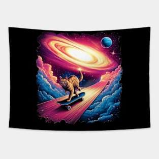 Skateboarding Kitten Sports Skateboarder Cute Ginger Cat Tapestry