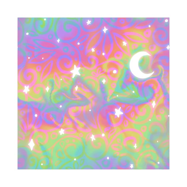 Vaporwave Rainbow Moonrise Skies by JamieWetzel