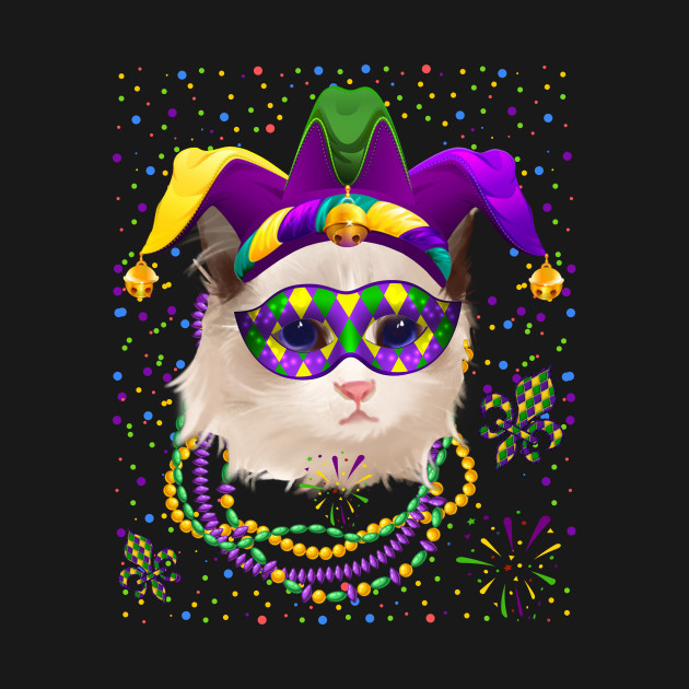 Discover Mardi Gras Cat Funny Mardi Gras - Mardi Gras Cat Funny Mardi Gras - T-Shirt