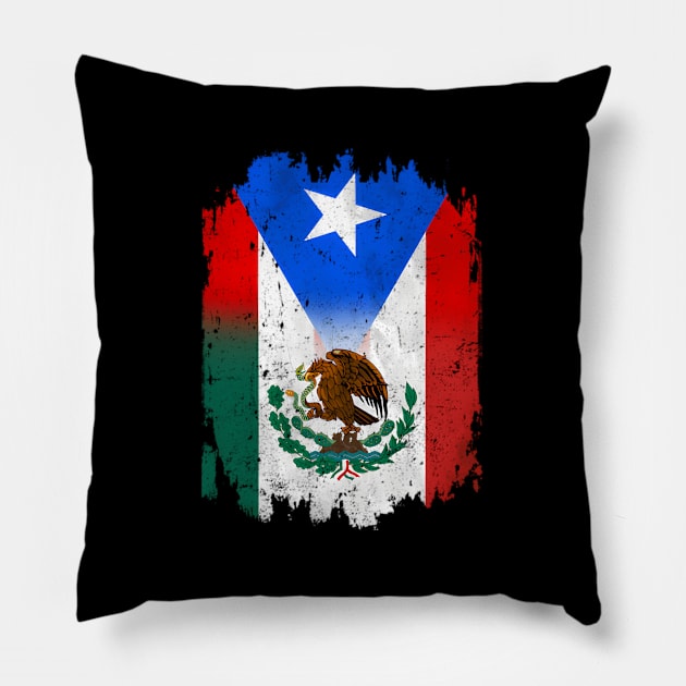 Mexirican Mexico Flag Puerto Rico Flag Boricua Chicano Pillow by jasper-cambridge