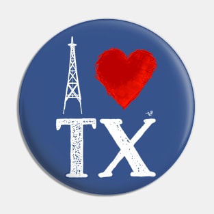 I Heart Texas (wht, remix) by Tai's Tees Pin