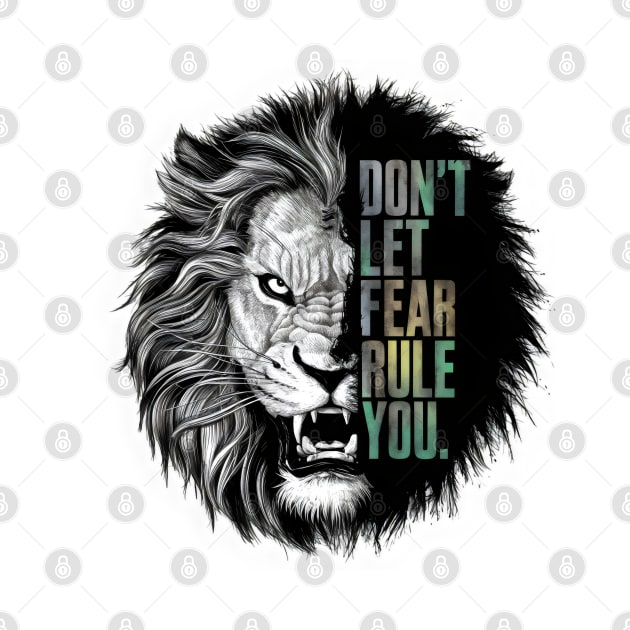"Roar of Courage: Fearless Lion Stoic Quote" - Inspiration, Animal Wisdom by stickercuffs