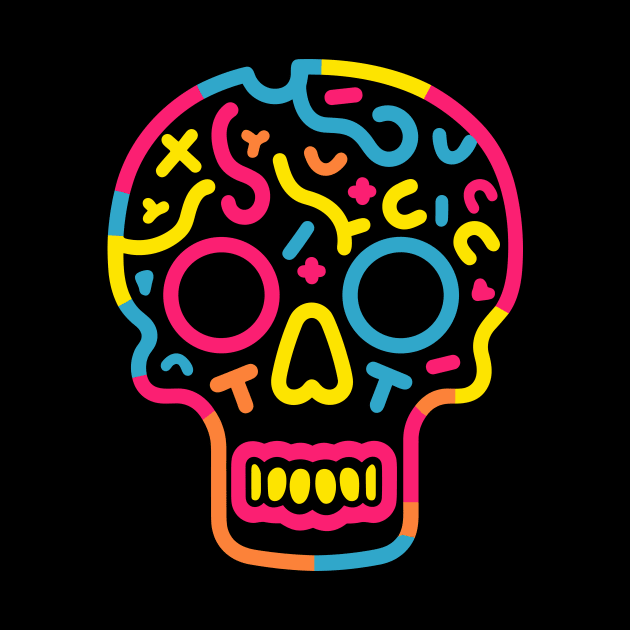 Neon tattooed skull by KIVI