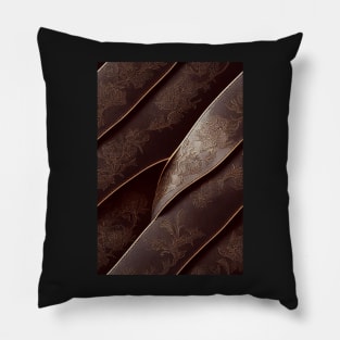 Dark Brown Ornamental Leather Stripes, natural and ecological leather print #73 Pillow