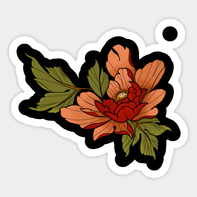 Neo Traditional Japanese Flower Tattoo Art Sticker Teepublic