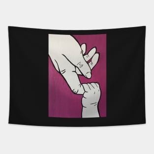 Baby Grabbing Finger Minimalist Art Tapestry