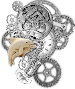 Steampunk-Silver-Art Dolphins Sculpture Magnet