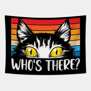 WHO'S THERE? Retro Black Cat,Cat paws, For lovers of cat paws Tapestry