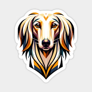 Elegant Saluki Portrait: Geometric Greyhound Design Magnet