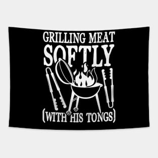 Grilling Meat Softly With His Tongs Tapestry