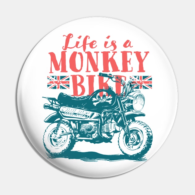 Life is a Monkey Bike Pin by Black Tee Inc