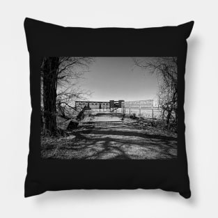 Sand Creek Bay Bird Blind Black and White Pillow