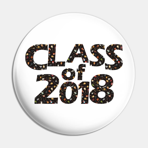 Class of 2018 Black Silhouette Filled with Guitars Pin by gkillerb