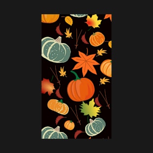 Autumn Falling Leaves Pumpkin T-Shirt