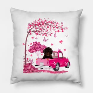 Valentine's Day Love Pickup Truck Spanish Water Dog Pillow