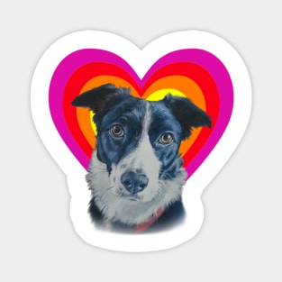 Beautiful painting of a collie dog in a heart Magnet