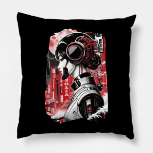 Futuristic Japanese Style Girl - Cyberpunk Pillow