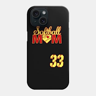 Softball Mom #33 Softball Jersey Favorite Player Biggest Fan Heart Softball Jersey Phone Case