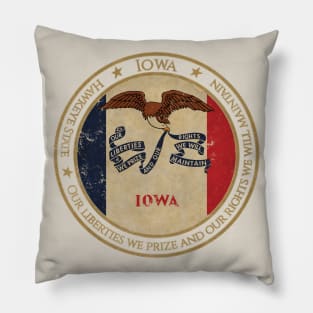 Vintage Iowa State USA United States of America American Flag Pillow