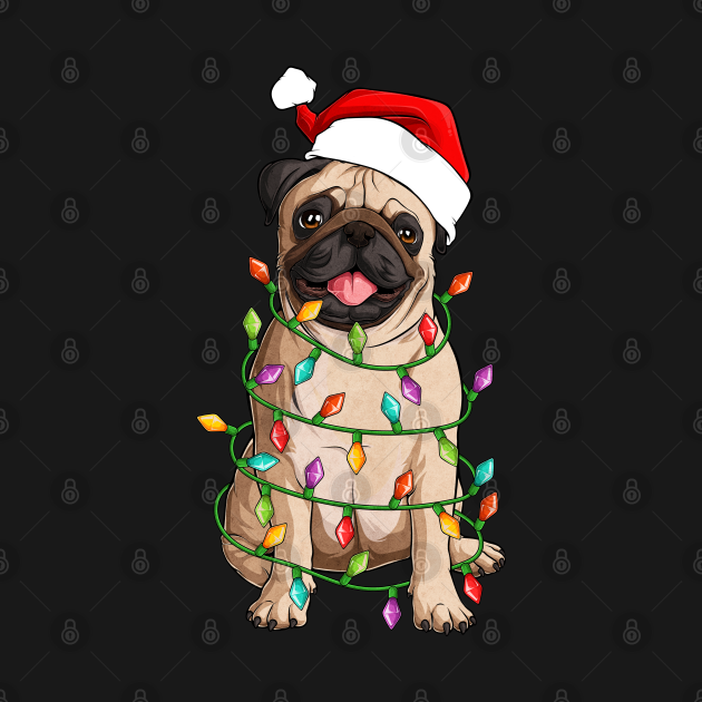 Discover Tangled Christmas Pug Lights - Christmas Pug - T-Shirt