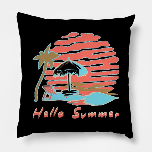 Hello Summer Bye School Vintage Funny Surfer Riding Surf Surfing Lover Gifts Pillow by Customo