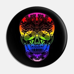 Rainbow Sugar Skull Art Supply Pin
