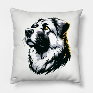 Stunning and Cool Anatolian Shepherd Dog Monochrome and Gold Portrait for Father's Day Pillow