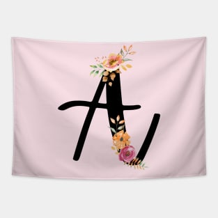 Letter A With Autumn Floral Wreath Tapestry