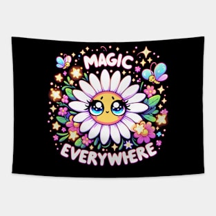 MAGIC EVERY WHERE - KAWAII FLOWERS INSPIRATIONAL QUOTES Tapestry