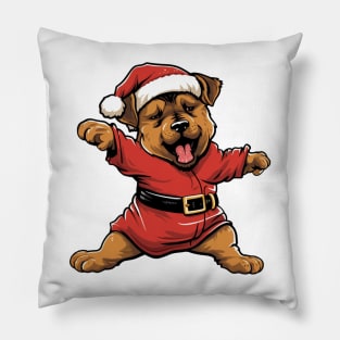 Cartoon Christmas Rottweiler Dog Dancing Pillow