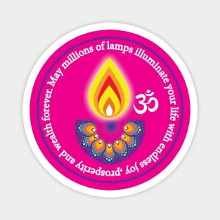 🎆❤️Happy Diwali with traditional wish, pink Magnet