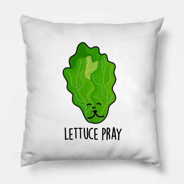 Lettuce Pray Cute Veggie Pun Pillow by punnybone