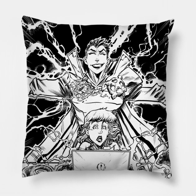 Occulus #1 I Guillermo Villarreal Black & White Pillow by BroadcastComics