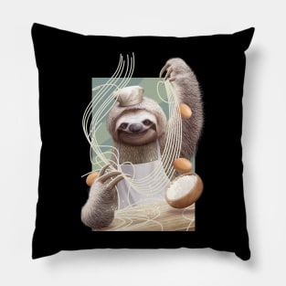 sloth making noodles Pillow