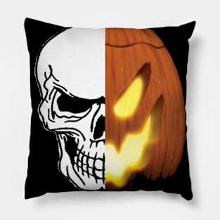 skull and pumpkin face Pillow