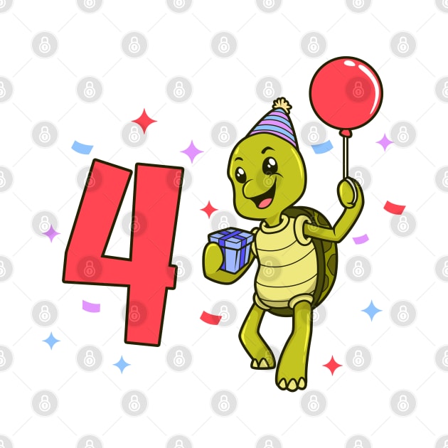 I am 4 with turtle - kids birthday 4 years old by Modern Medieval Design