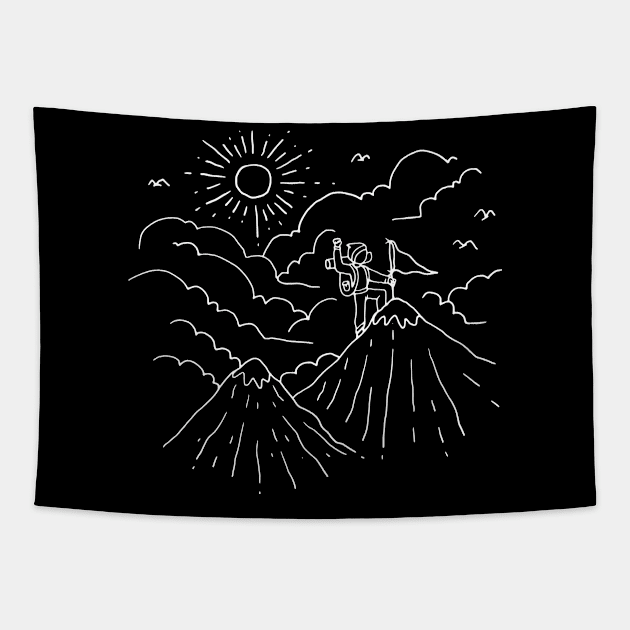 Mountain Hiker (for Dark) Tapestry by quilimo